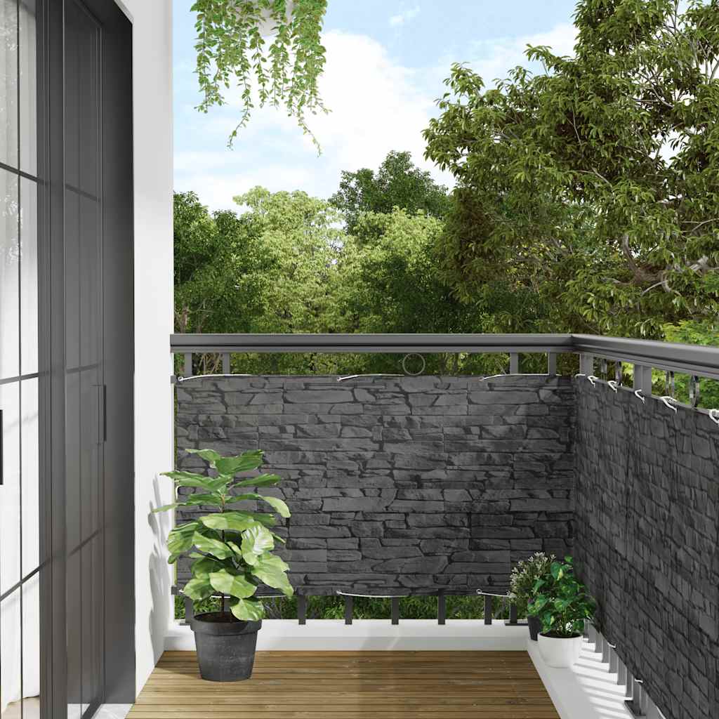 vidaXL Balkon-Sichtschutz Steinoptik Grau 400x90 cm PVC