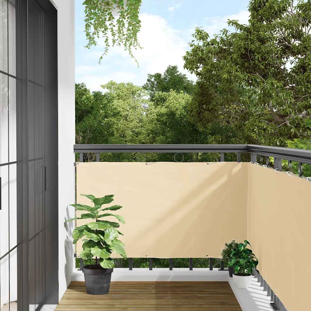 vidaXL Paravan de balcon, crem, 300x120 cm, PVC