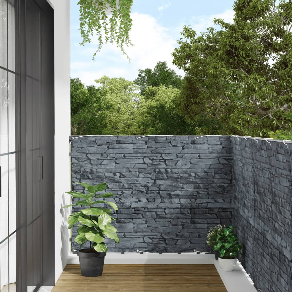 vidaXL Paravan de grădină cu aspect de piatră, gri, 400x120 cm PVC