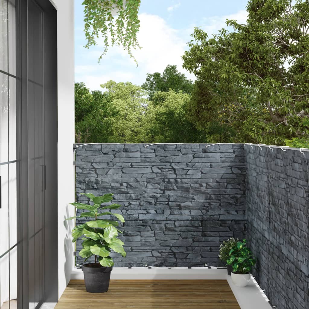 vidaXL Paravan de grădină cu aspect de piatră, gri, 800x120 cm PVC