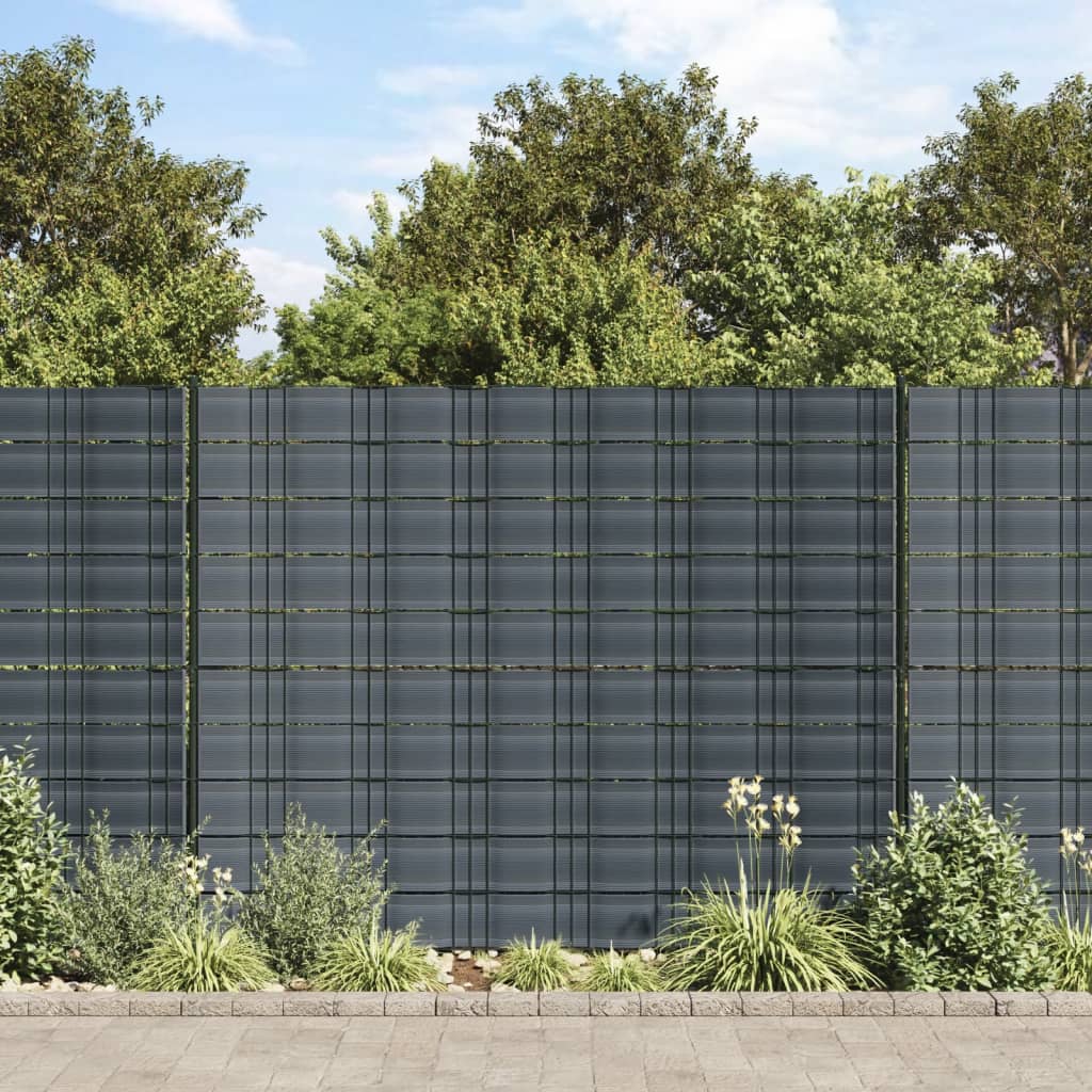 vidaXL Paravane de grădină, 10 buc., negru, 252,5x19 cm, PVC