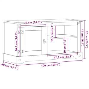 TV skříňka Corona 100 x 40 x 52 cm masivní borové dřevo - obrázek 9