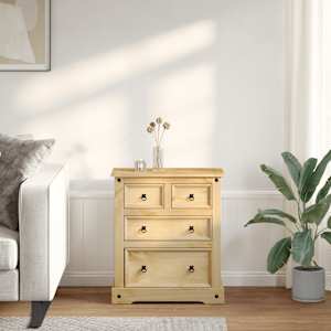 Komoda Corona 80 x 43 x 91 cm masivní borové dřevo - obrázek 3