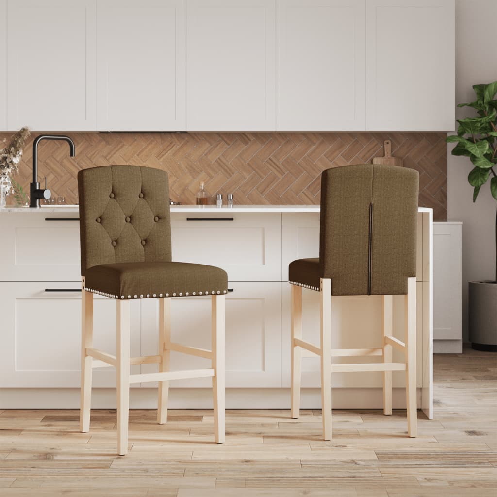 vidaXL Barstoelen 2 st massief rubberhout en stof afbeelding