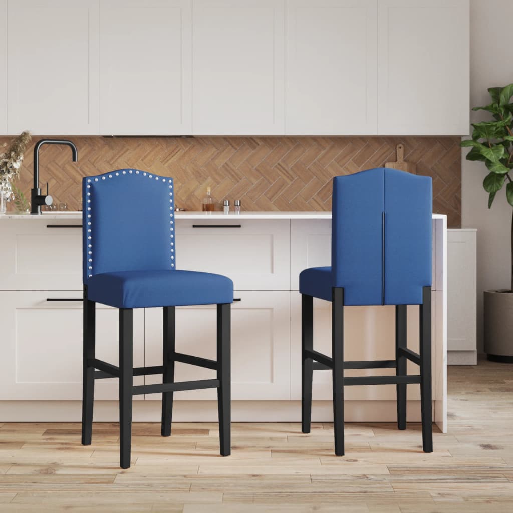 vidaXL Barstoelen 2 st massief rubberhout en stof afbeelding