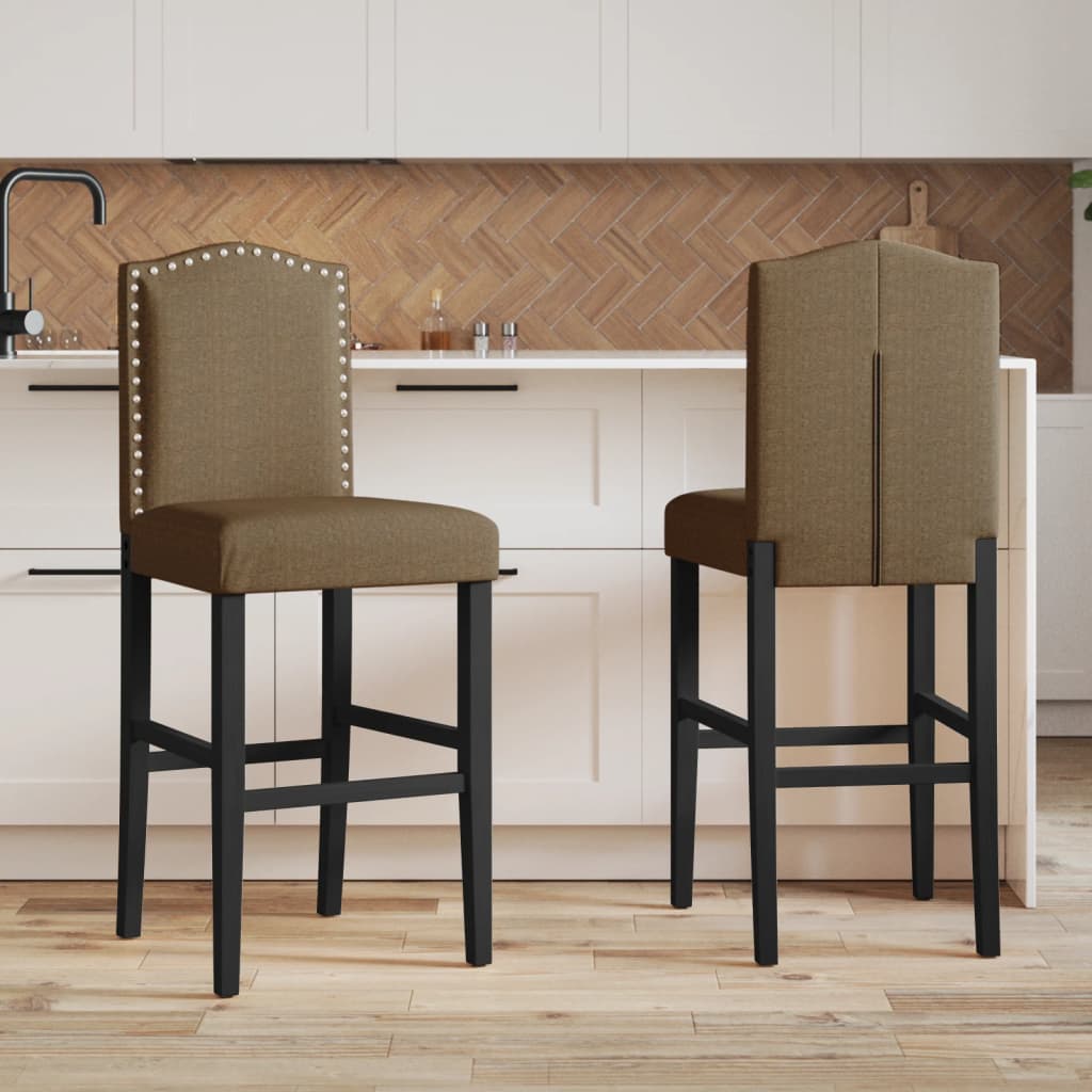 vidaXL Chaises de bar lot de 2 bois massif d'hévéa et tissu