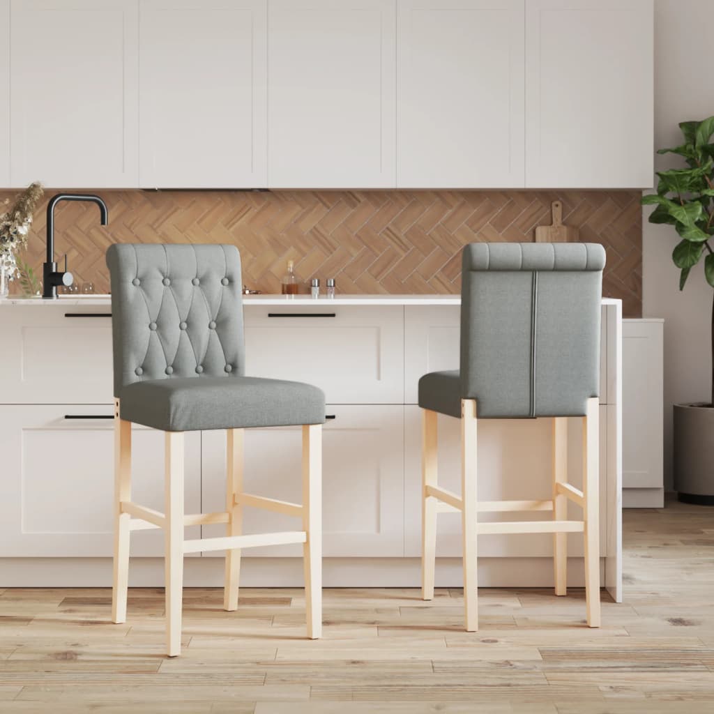 vidaXL Barstoelen 2 st massief rubberhout en stof afbeelding