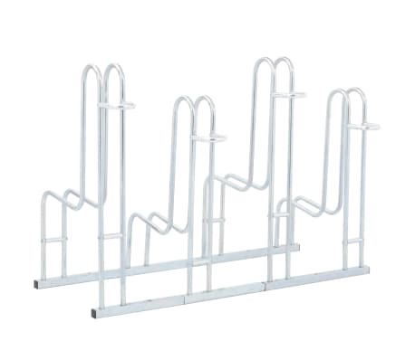Support Vélo Au Sol Pour 5 Vélos En Acier Galvanisé - Structure Stable, Design Alterné Haut/bas, Pour Intérieur/extérieur