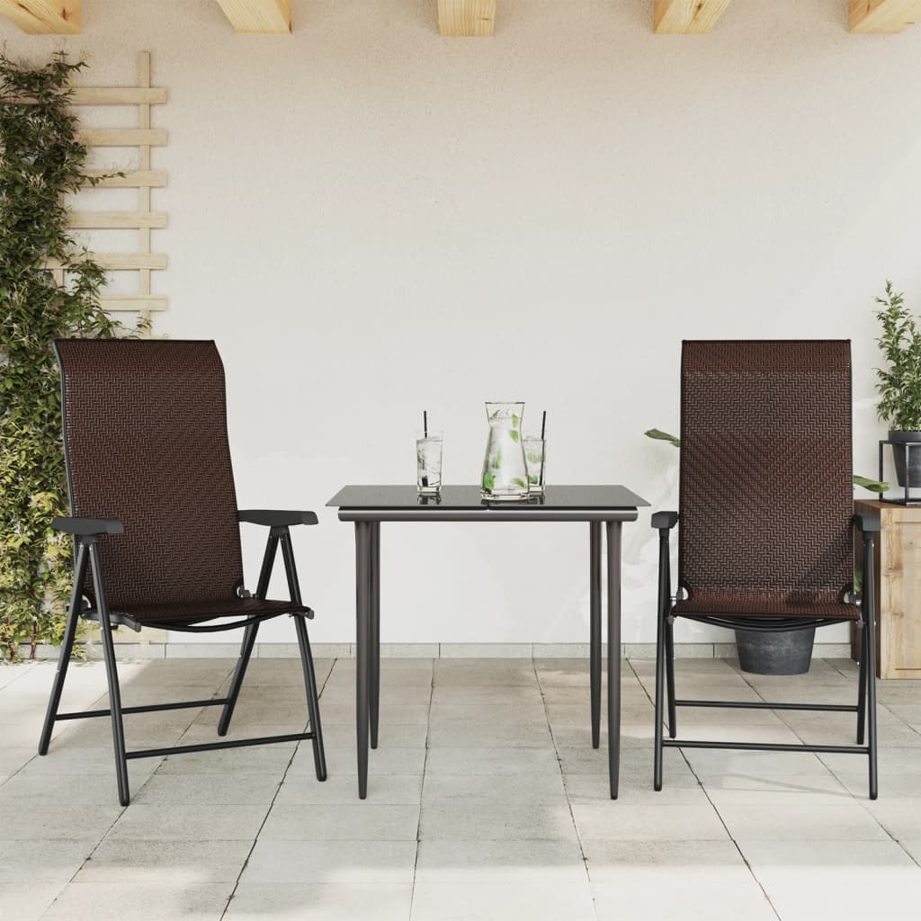 vidaXL Gartenstühle 2 Stk. Klappbar Braun Poly Rattan