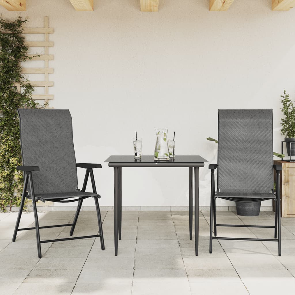 vidaXL Gartenstühle 2 Stk. Klappbar Grau Poly Rattan