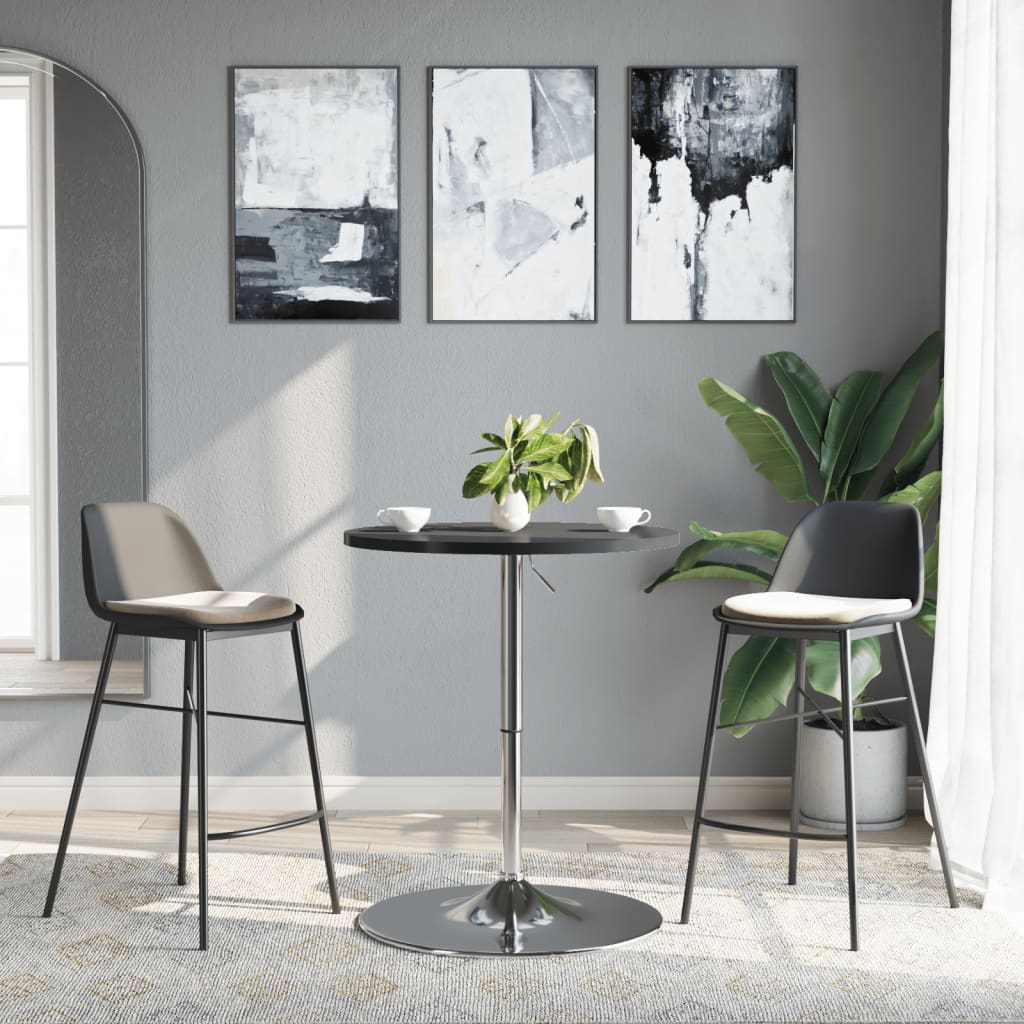 vidaXL Baaripöytä musta 60x60x90 cm tekninen puu ja kromattu teräs
