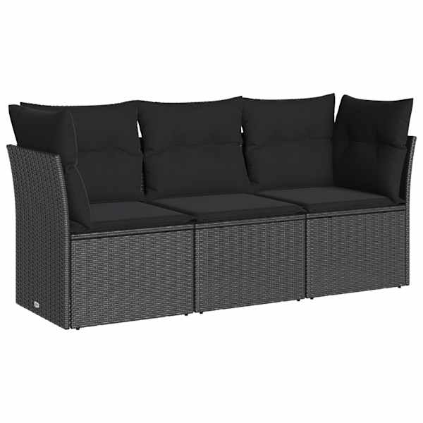 vidaXL 3-osaline aiadiivanikomplekt patjadega, must, pol&uuml;rotang