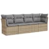 vidaXL 4-osaline aiadiivani komplekt patjadega, beež, pol&uuml;rotang