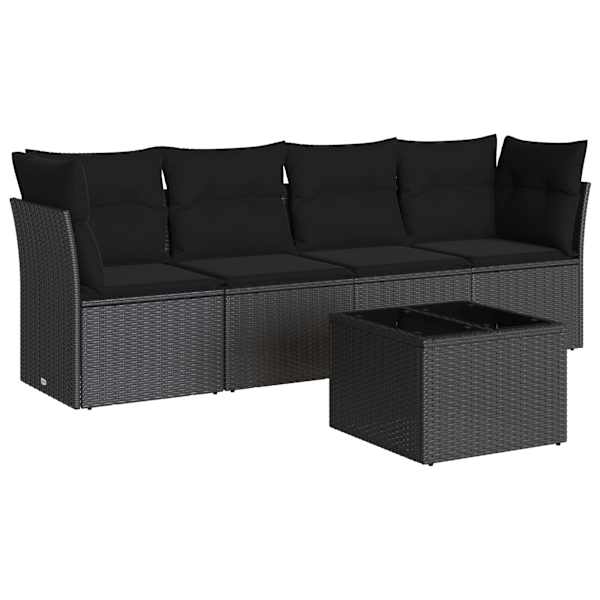 vidaXL 5-osaline aiadiivanikomplekt patjadega, must, pol&uuml;rotang