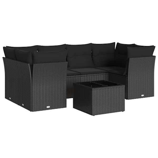 vidaXL 7-osaline aiadiivani komplekt patjadega, must, pol&uuml;rotang
