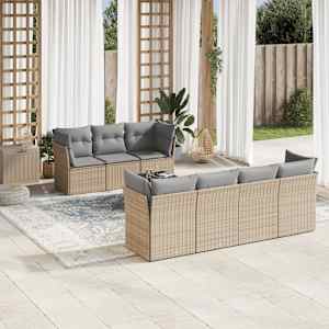 Vrtna sedežna garnitura 8-delna z blazinami bež poli ratan