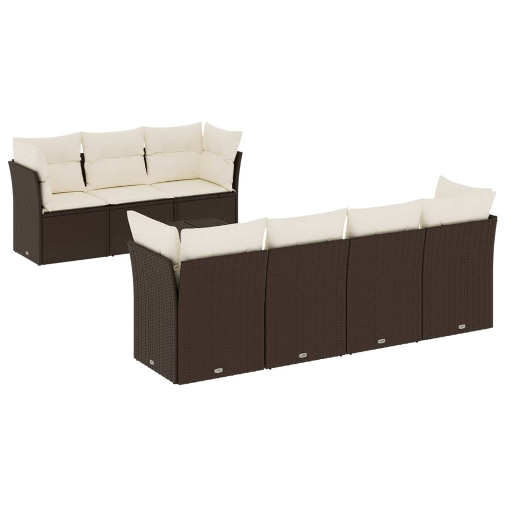 vidaXL Set canapele de grădină cu perne, 8 piese, maro, poliratan