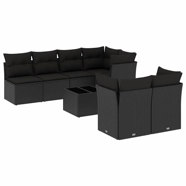 vidaXL 8-osaline aiadiivani komplekt patjadega, must, pol&uuml;rotang