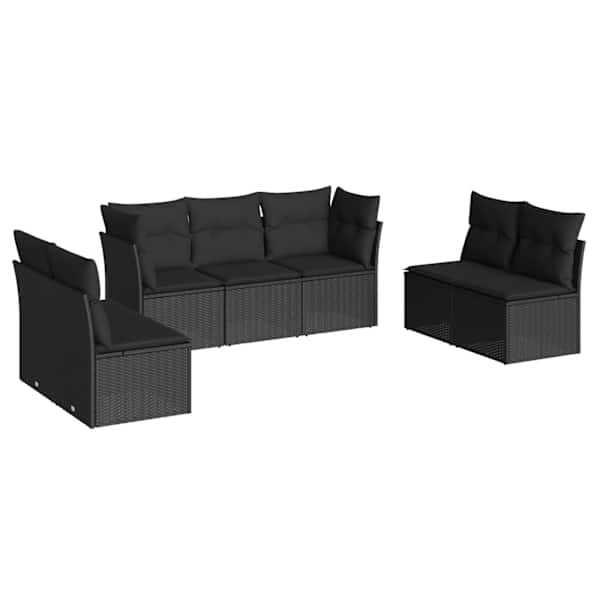 vidaXL 7-osaline aiadiivani komplekt patjadega, must, pol&uuml;rotang