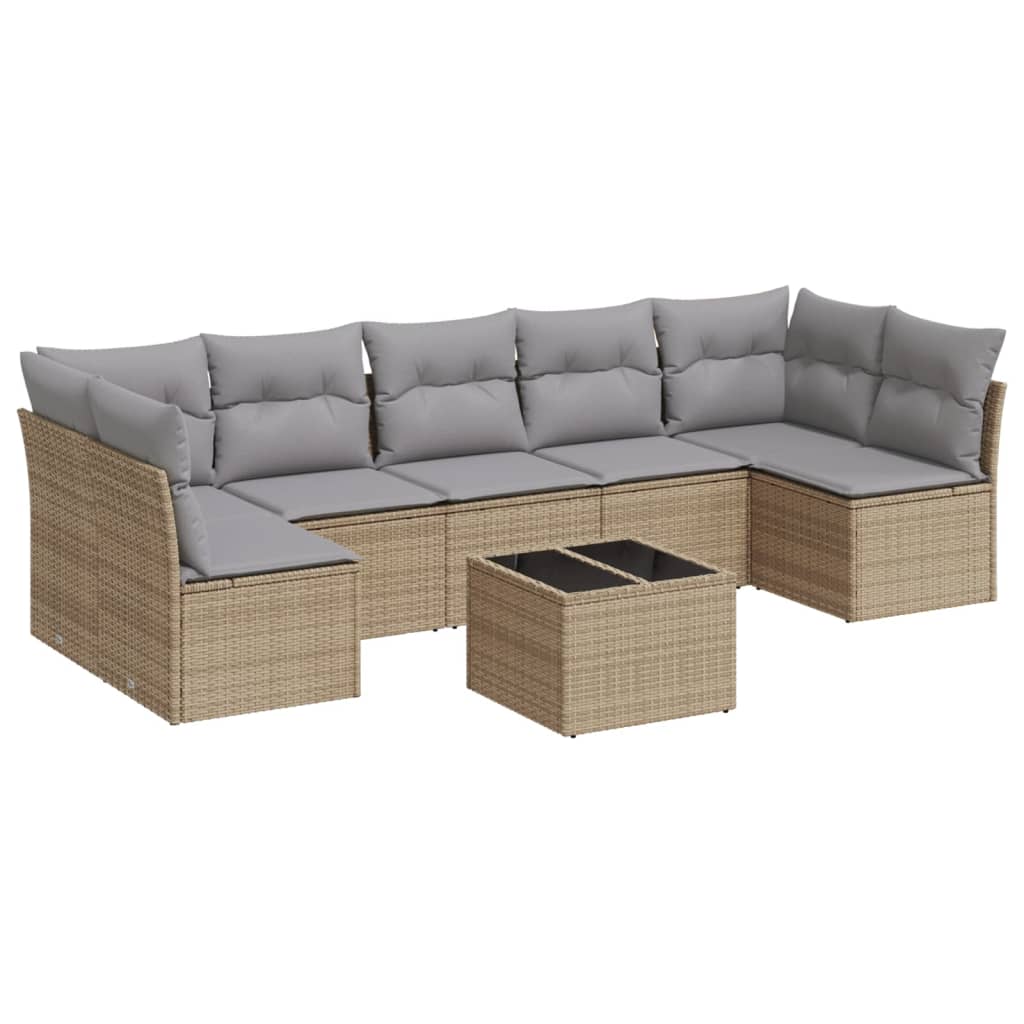 Thumbnail - vidaXL 8-tlg. Garten-Sofagarnitur mit Kissen Beige Poly Rattan