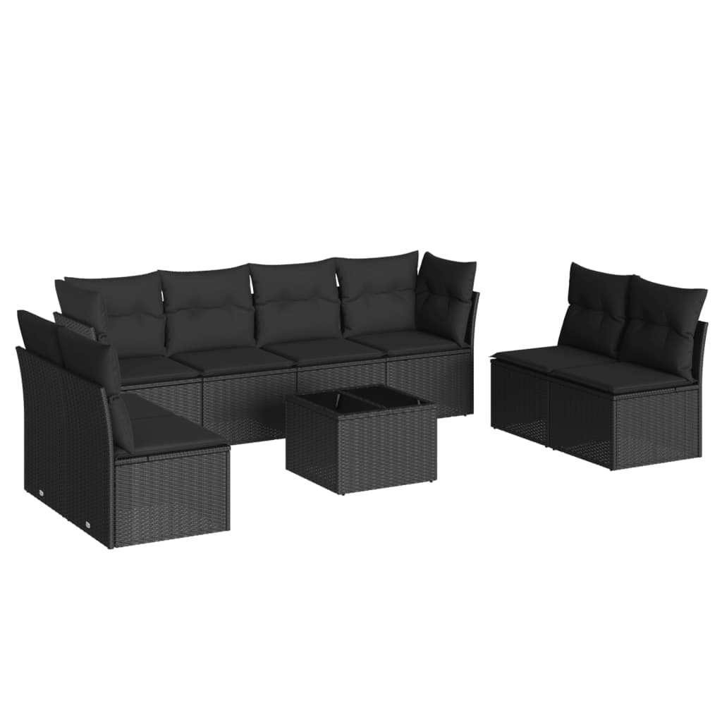 Thumbnail - vidaXL 9-tlg. Garten-Sofagarnitur mit Kissen Schwarz Poly Rattan