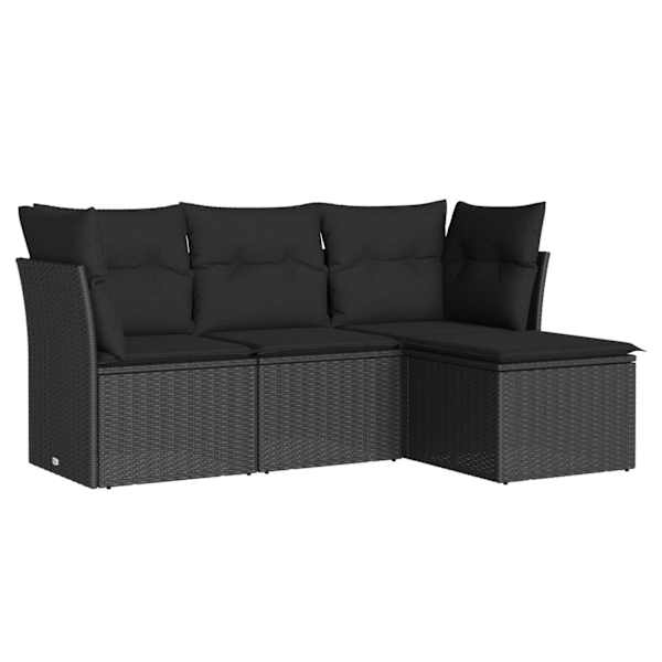 vidaXL 4-osaline aiadiivani komplekt patjadega, must, pol&uuml;rotang