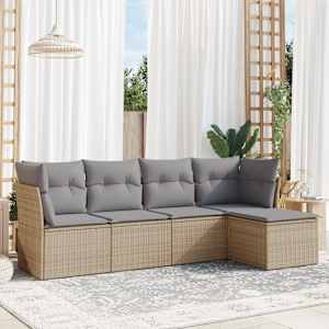 Vrtna sedežna garnitura 5-delna z blazinami bež poli ratan