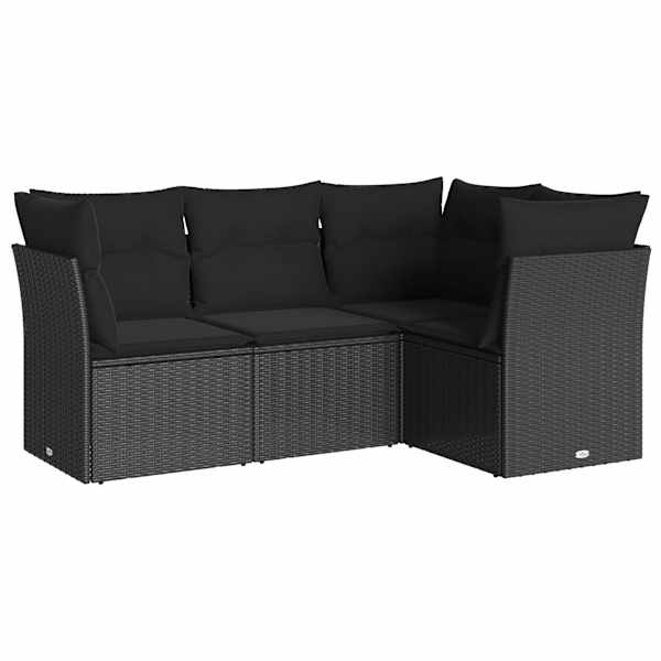 vidaXL 4-osaline aiadiivani komplekt patjadega, must, pol&uuml;rotang