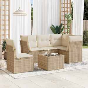 Vrtna sedežna garnitura 6-delna z blazinami bež poli ratan