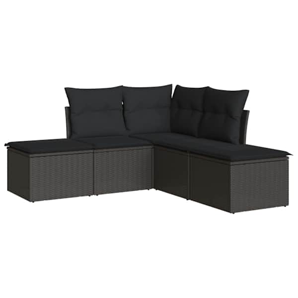vidaXL 5-osaline aiadiivanikomplekt patjadega, must, pol&uuml;rotang
