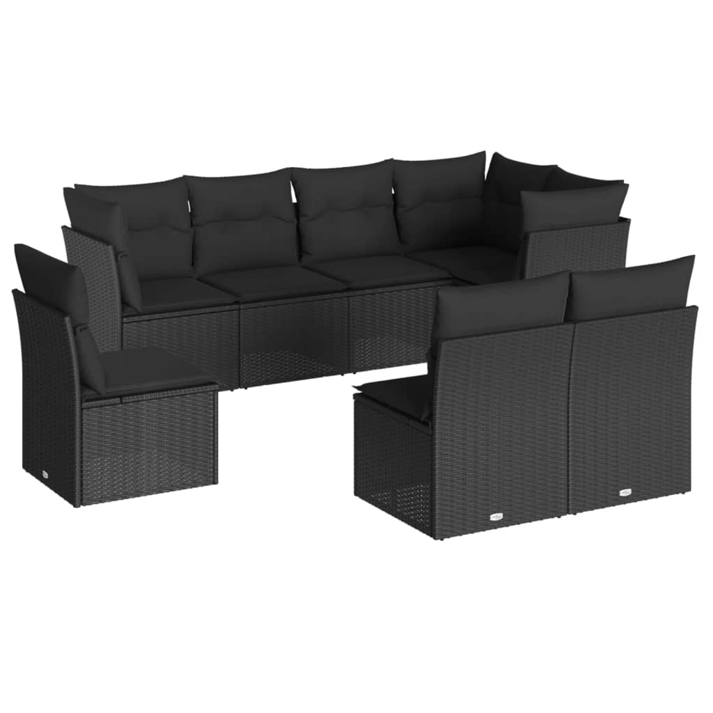 Thumbnail - vidaXL 8-tlg. Garten-Sofagarnitur mit Kissen Schwarz Poly Rattan
