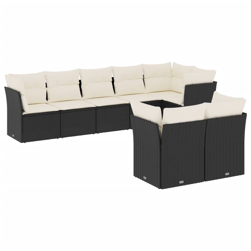 Thumbnail - vidaXL 8-tlg. Garten-Sofagarnitur mit Kissen Schwarz Poly Rattan