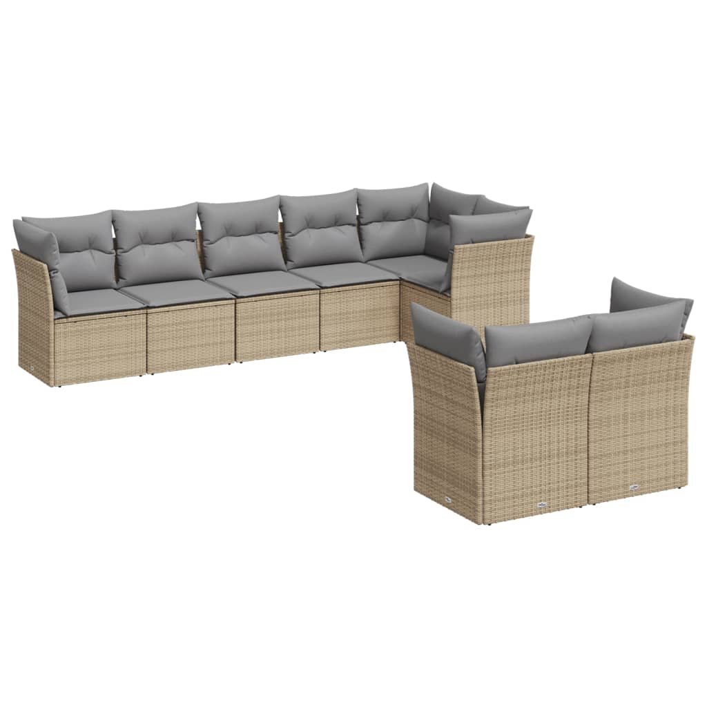 Thumbnail - vidaXL 8-tlg. Garten-Sofagarnitur mit Kissen Beige Poly Rattan