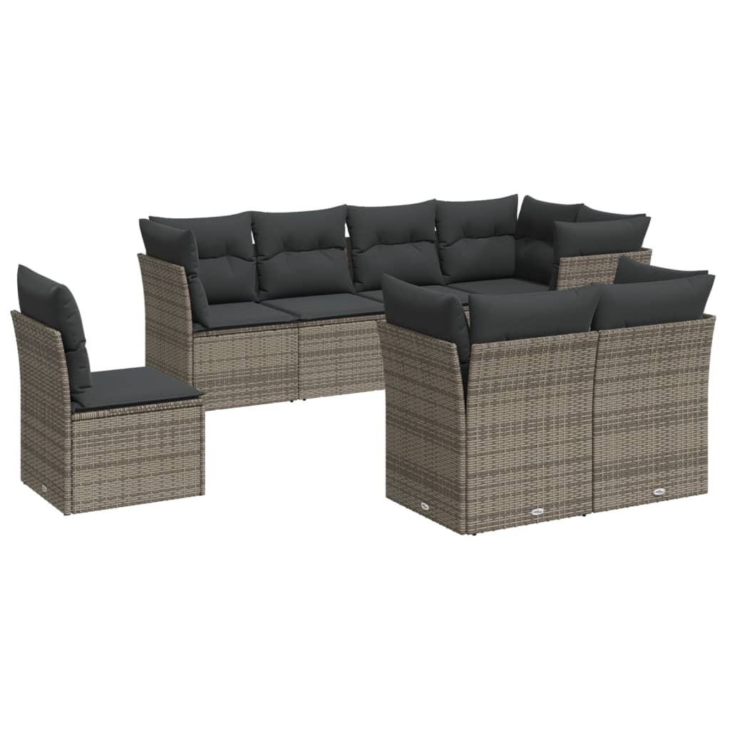Thumbnail - vidaXL 8-tlg. Garten-Sofagarnitur mit Kissen Grau Poly Rattan