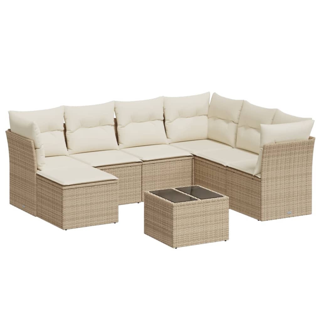 Thumbnail - vidaXL 8-tlg. Garten-Sofagarnitur mit Kissen Beige Poly Rattan