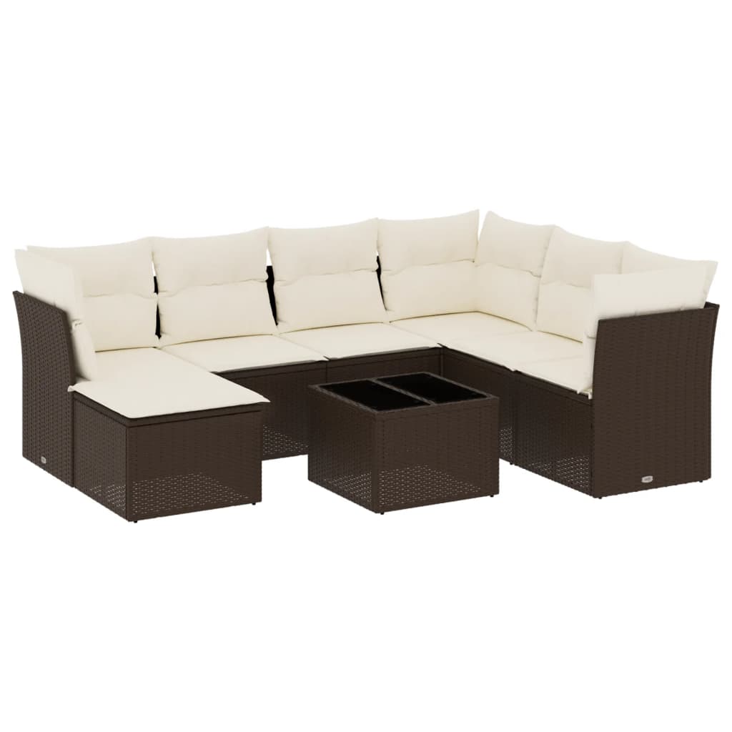 Thumbnail - vidaXL 8-tlg. Garten-Sofagarnitur mit Kissen Braun Poly Rattan