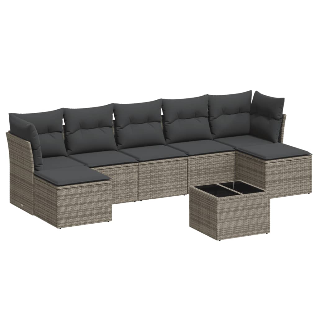 Thumbnail - vidaXL 8-tlg. Garten-Sofagarnitur mit Kissen Grau Poly Rattan