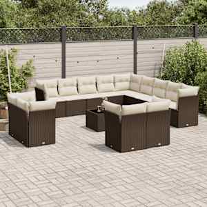 14 kosov Garden Sofa Set z blazinami Brown Poly Rattan