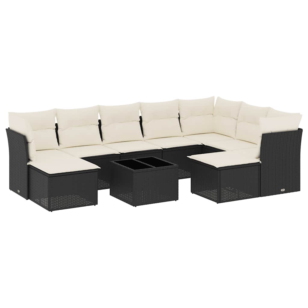 Thumbnail - vidaXL 10-tlg. Garten-Sofagarnitur mit Kissen Schwarz Poly Rattan