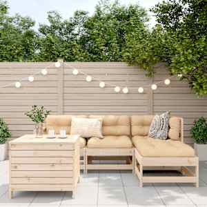 Vrtna sedežna garnitura 5-delna trdna borovina - slika 3