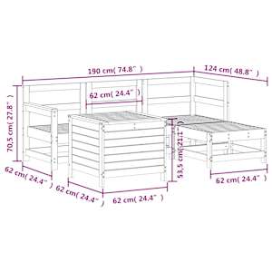 Vrtna sedežna garnitura 5-delna trdna borovina - slika 11