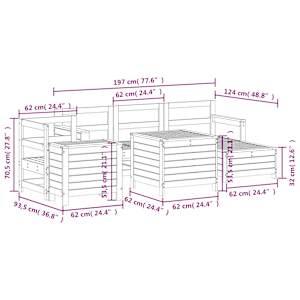 7dílná zahradní sedací souprava masivní borové dřevo - obrázek 16