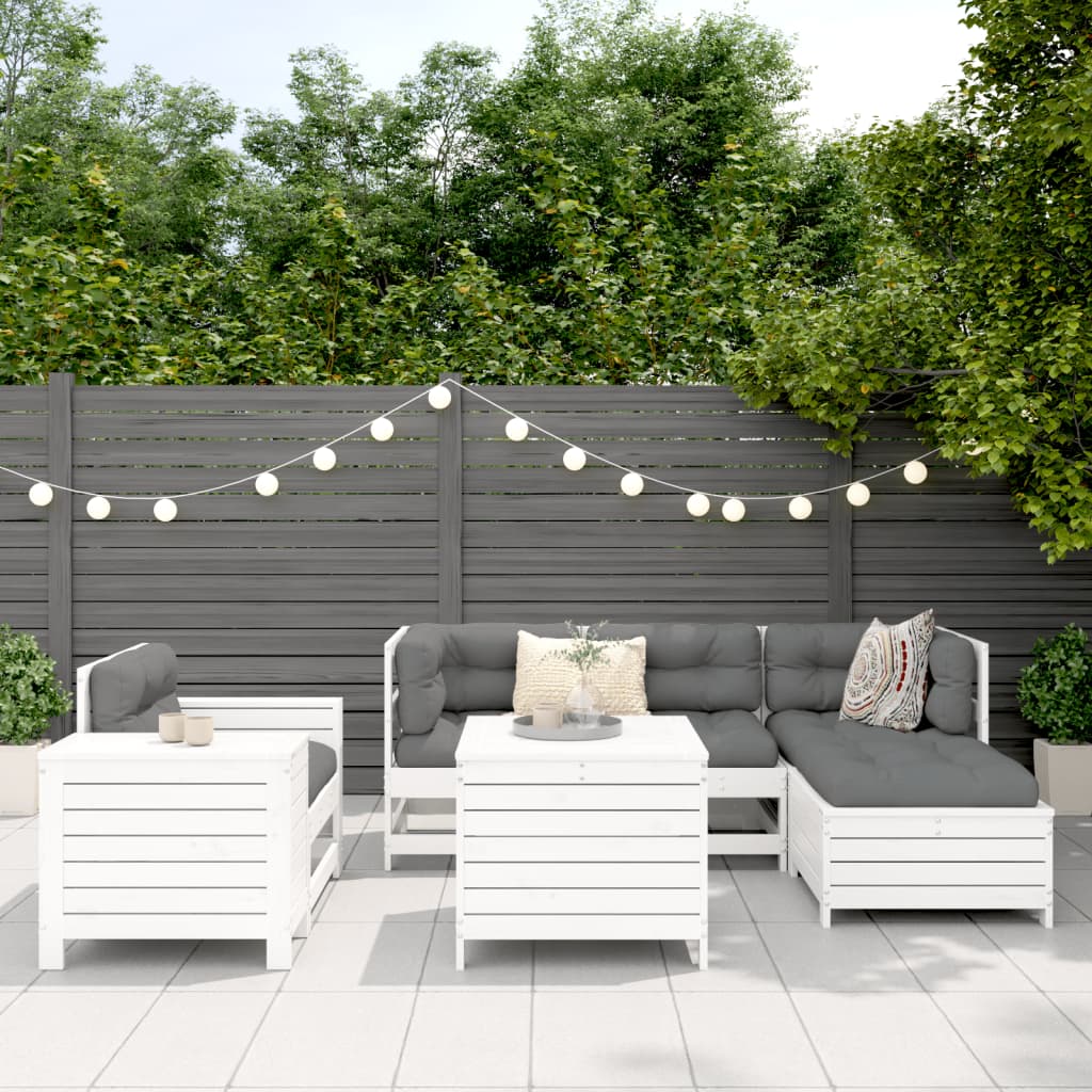 vidaXL 7-delige Loungeset massief grenenhout wit afbeelding
