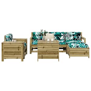 Vrtna sedežna garnitura 7-delna impregnirana trdna borovina