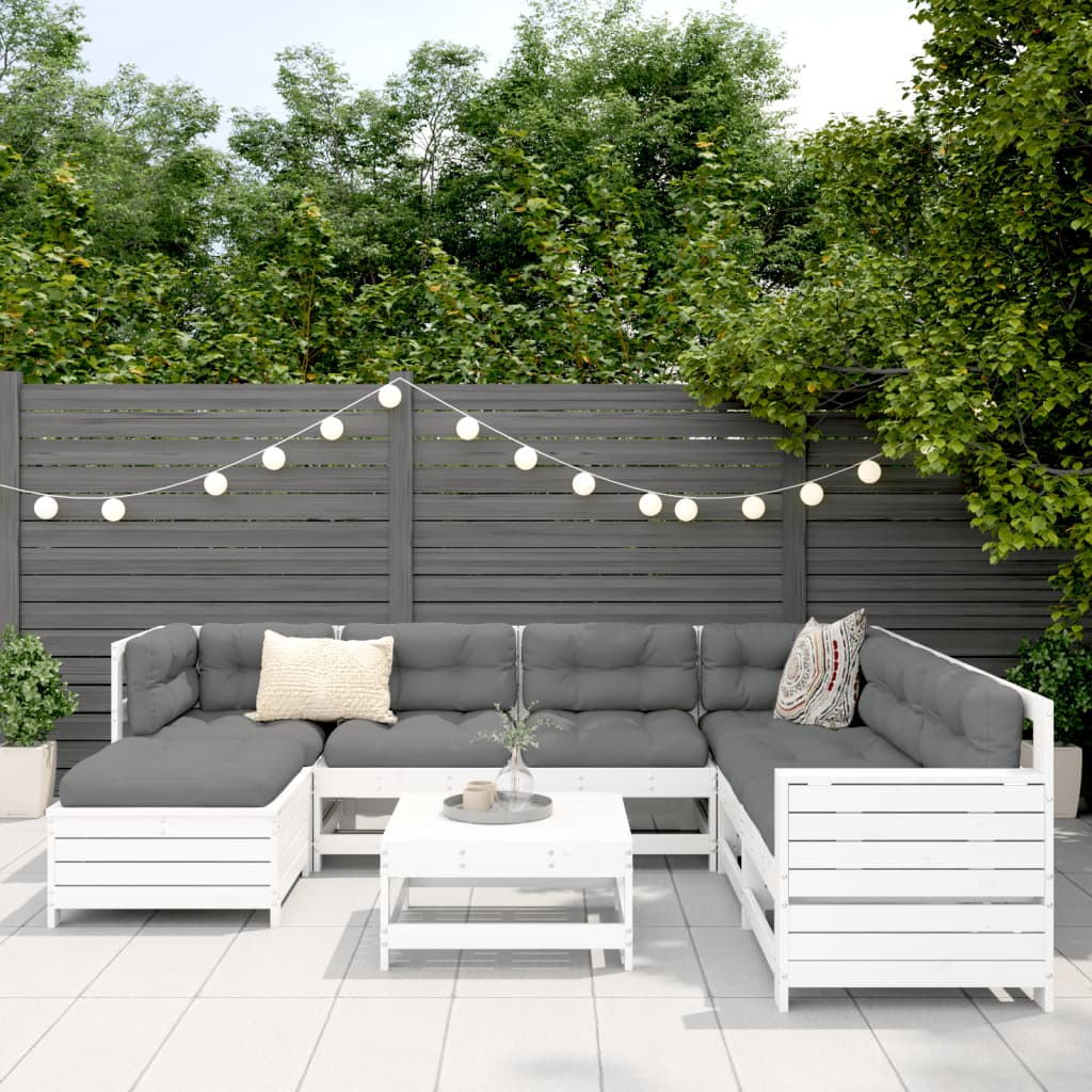 Thumbnail - vidaXL 8-tlg. Garten-Sofagarnitur Weiß Massivholz Kiefer