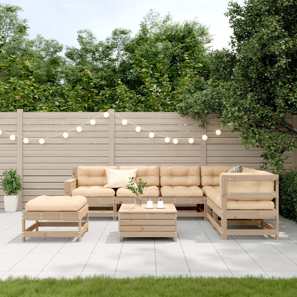 vidaXL 8-delige Loungeset met kussens massief grenenhout afbeelding