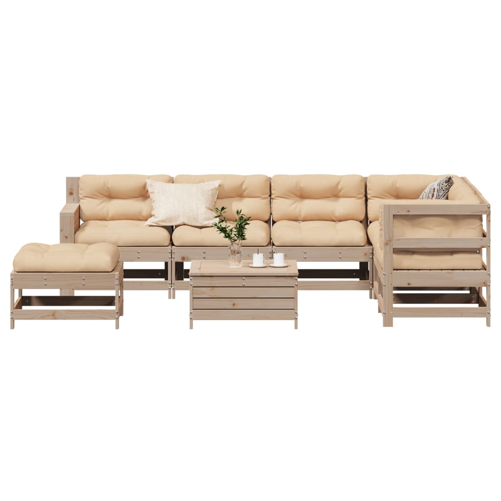 vidaXL 8-tlg. Garten-Lounge-Set mit Kissen Massivholz Kiefer