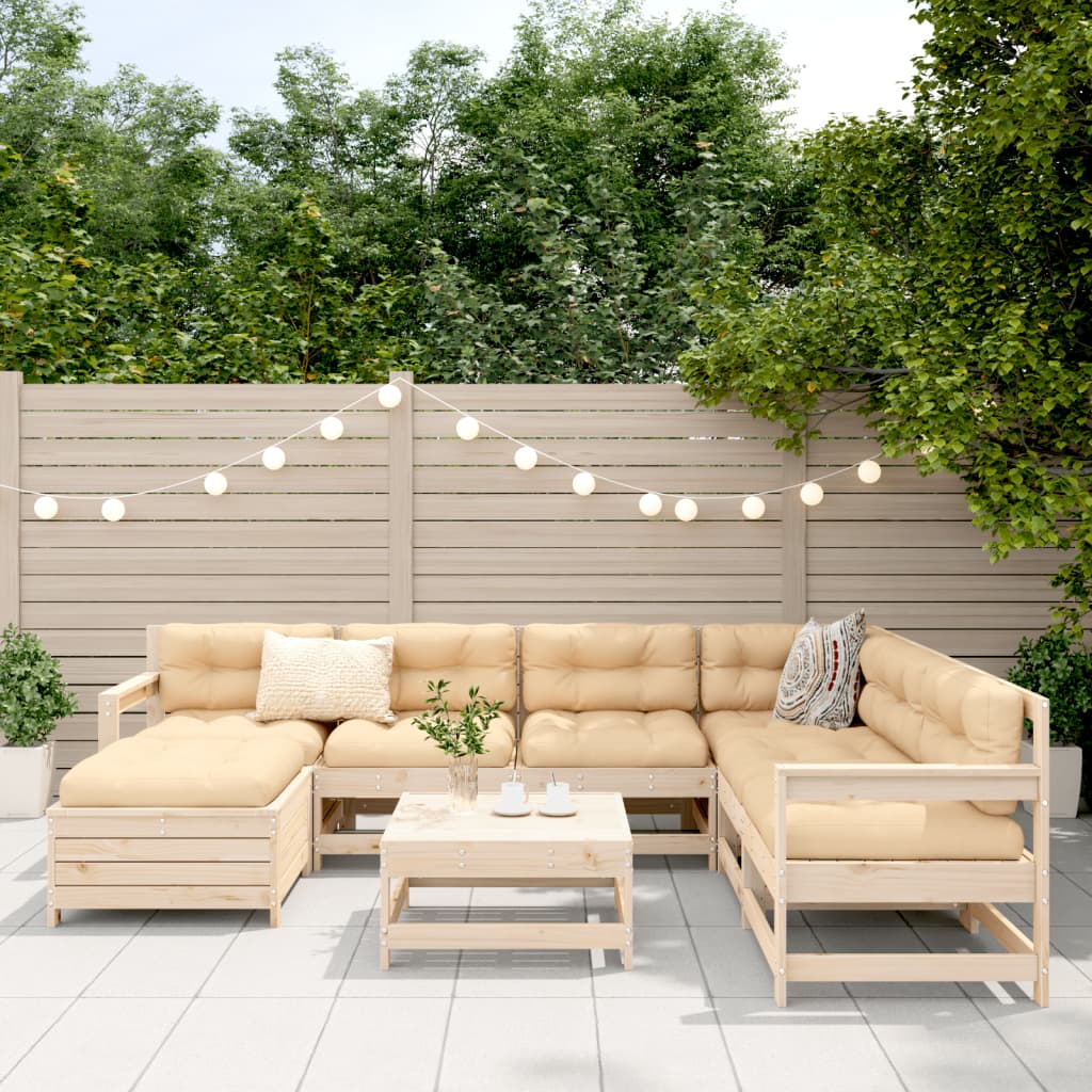 vidaXL 8-delige Loungeset massief grenenhout afbeelding