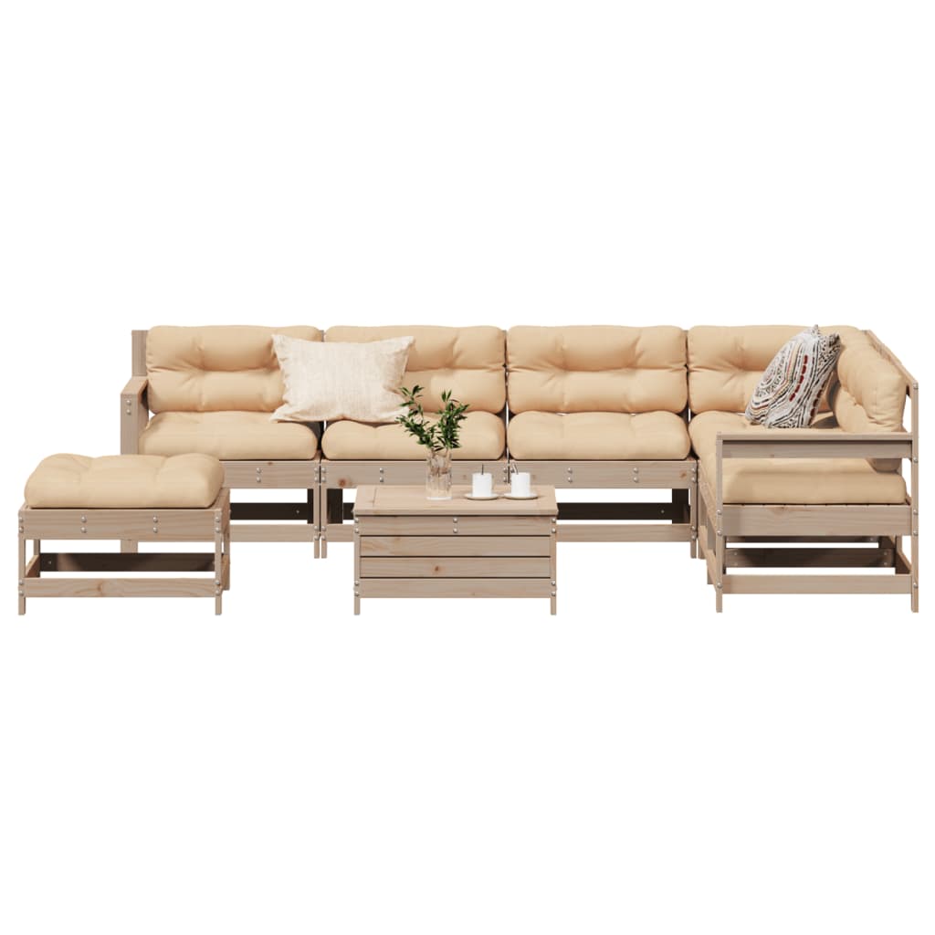 vidaXL 8-tlg. Garten-Lounge-Set mit Kissen Massivholz Kiefer