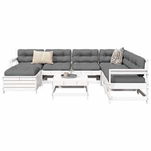 Vrtna sedežna garnitura 8-delna bela trdna borovina